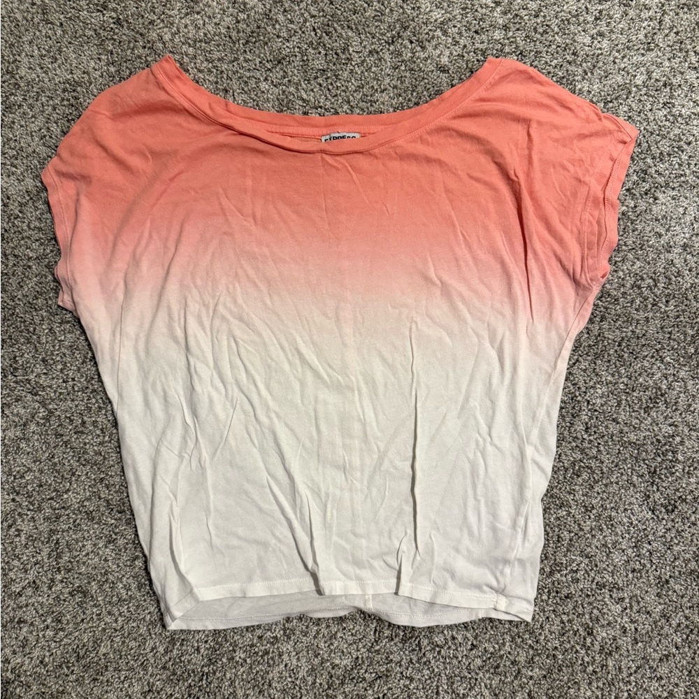 Women's Ombre Top - Coral and White